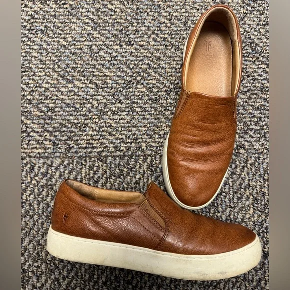 Frye Brown Leather Sneakers with Platform Sole - Picture 1 of 5